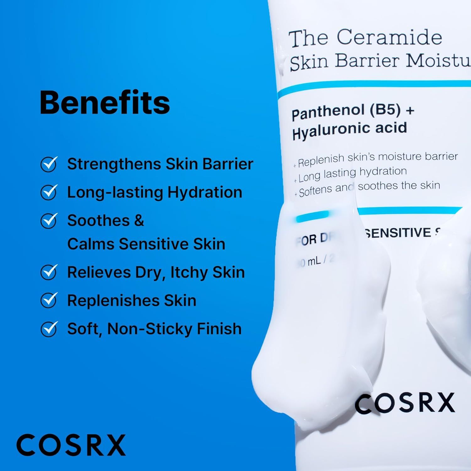 COSRX Ceramide Skin Barrier Moisturizer for Face with 7 Ceramides, Hyaluronic Acid &amp; Panthenol 80ml