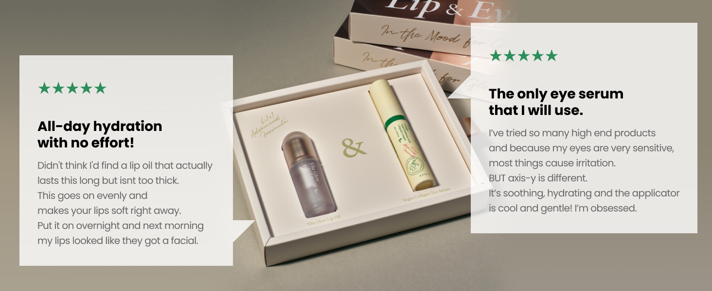 AXIS-Y Lip & Eye Set - Vita Glow Lip Oil Dreamy Olive & Vegan Collagen Eye Serum