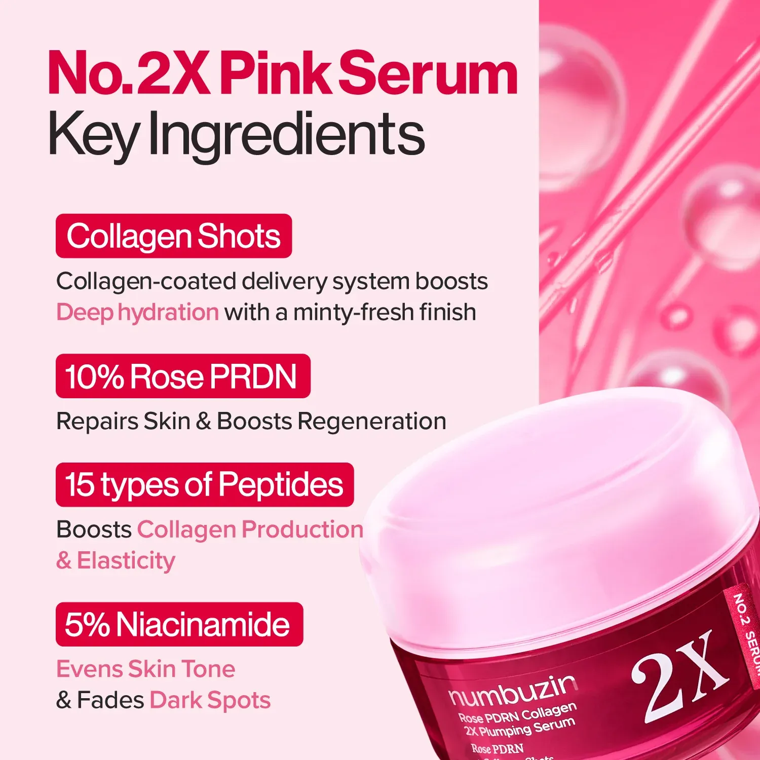 NUMBUZIN No. 2 Rose PDRN Collagen 2X Plumping Serum 30ml