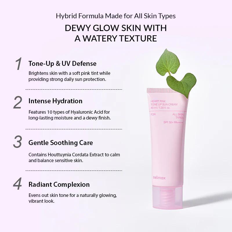 CELIMAX Heart Pink Tone Up Sun Cream SPF 50+ PA++++ 40ml