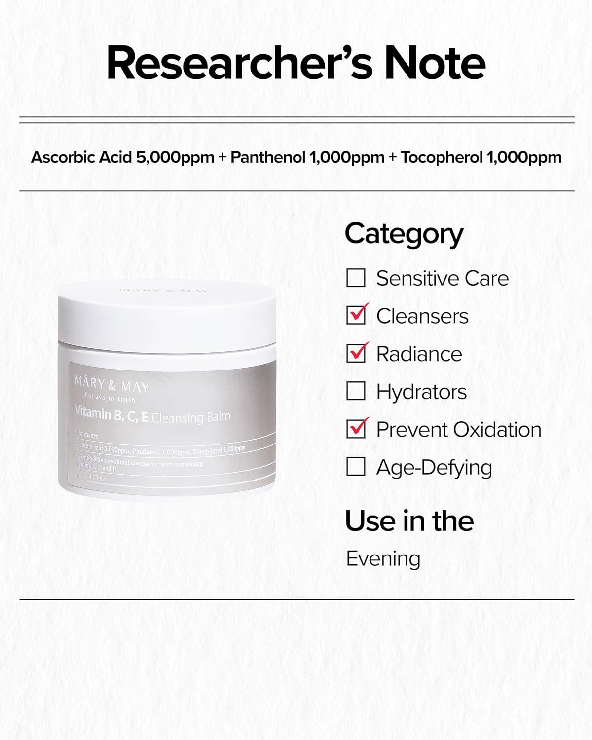 MARY&amp;MAY Vitamin B, C, E Cleansing Balm 120g