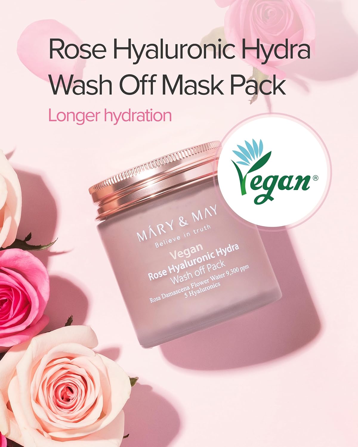 MARY&MAY Vegan Rose Hyaluronic Hydra Wash off Pack 125g
