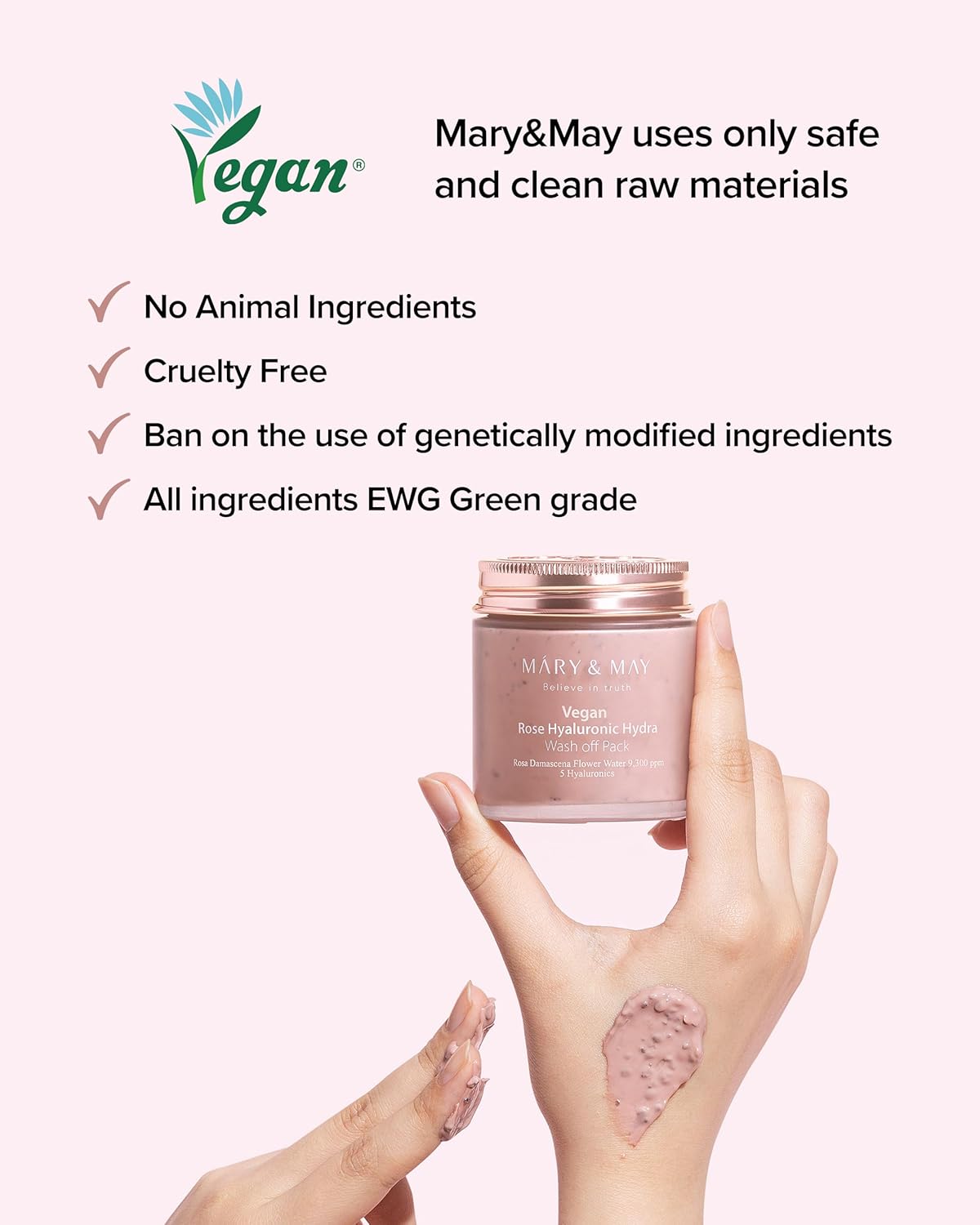 MARY&MAY Vegan Rose Hyaluronic Hydra Wash off Pack 125g
