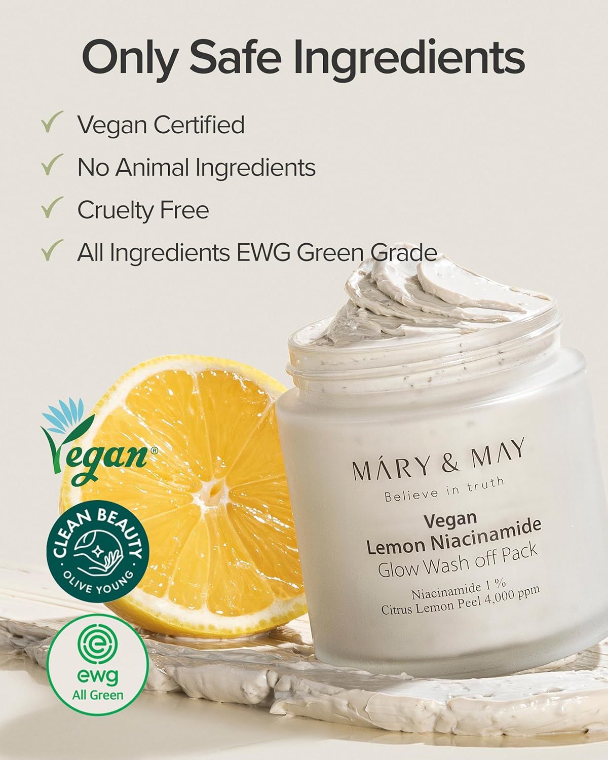 MARY&amp;MAY Lemon Niacinamide Glow Wash Off Pack 125g