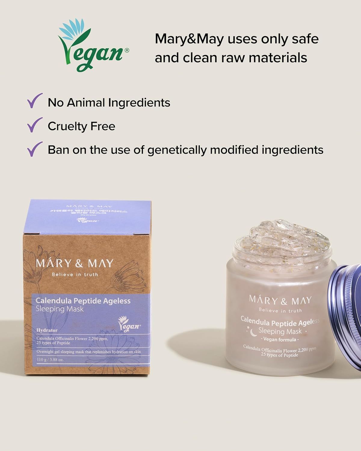 MARY&amp;MAY Calendula Peptide Ageless Sleeping Mask 110g