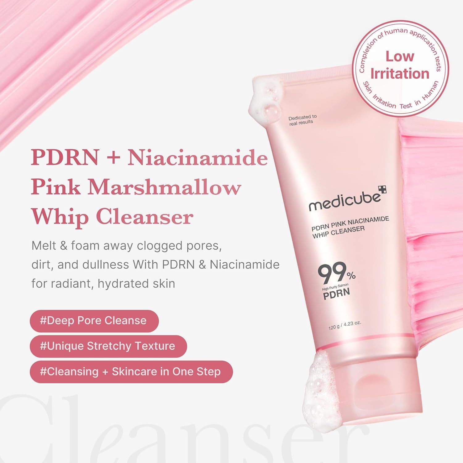 MEDICUBE PDRN Pink Niacinamide Whip Cleanser 120g