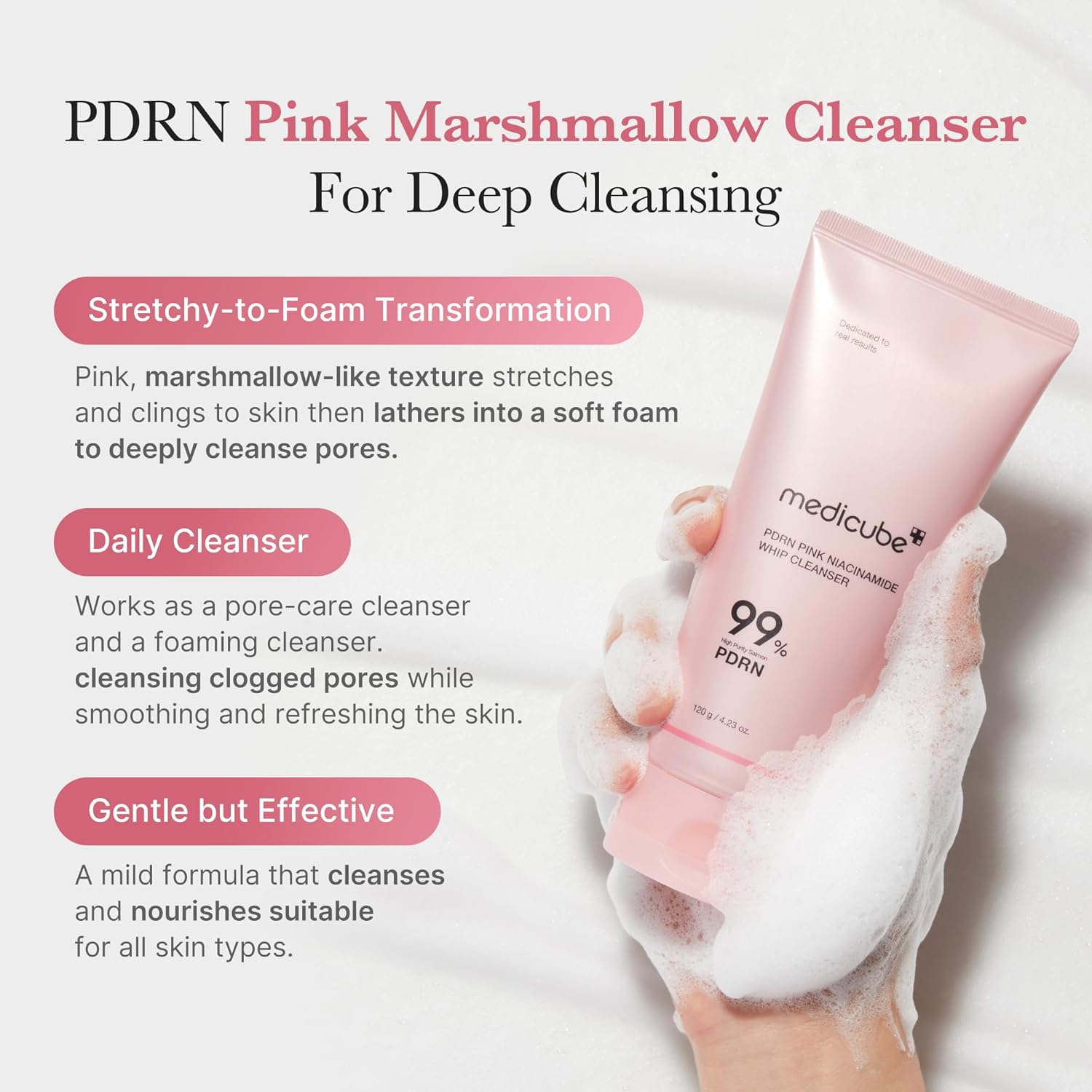 MEDICUBE PDRN Pink Niacinamide Whip Cleanser 120g