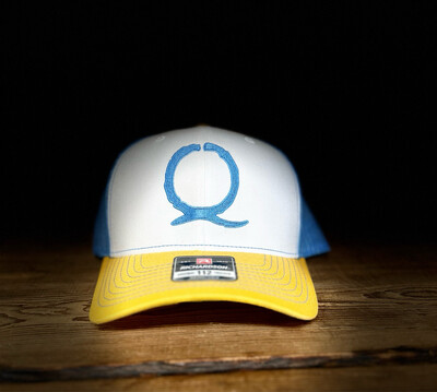 Quincey Cattle White/ Columbia Blue/Yellow Richardson - Snapback Trucker Cap
