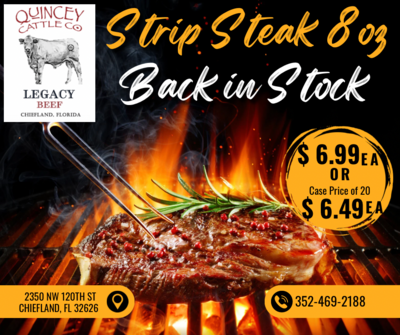 SALE - NY Strip Steak 8 Oz Frozen