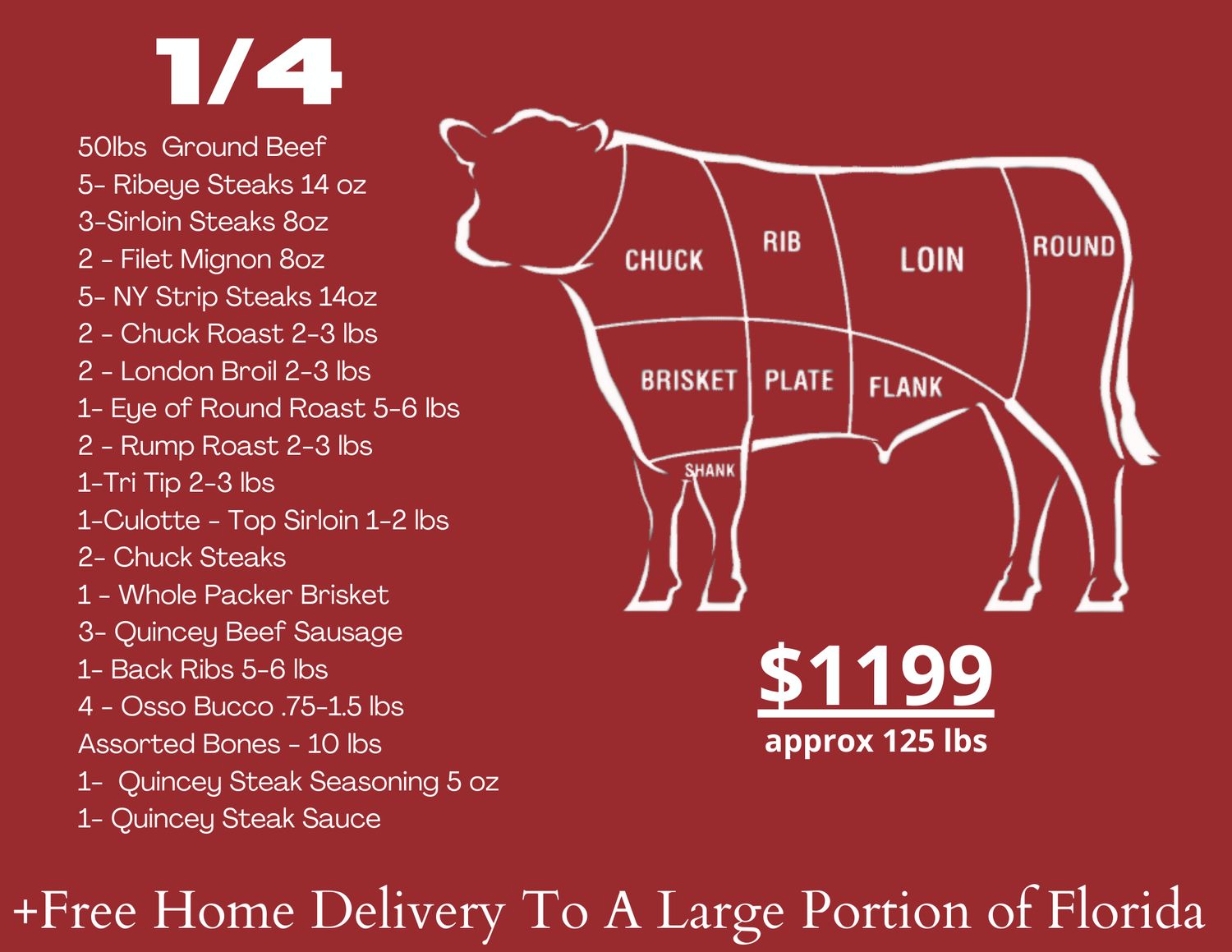 1/4 Beef Side Package Quincey Legacy