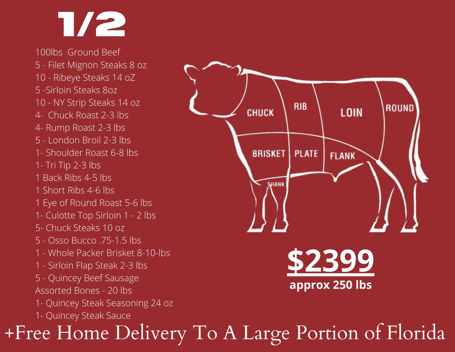 1/2 Beef Side Package Quincey Legacy
