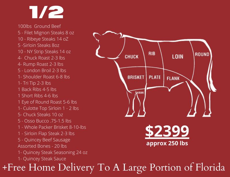 1/2 Beef Side Package Quincey Legacy 1/2 Beef Side Package Quincey Legacy