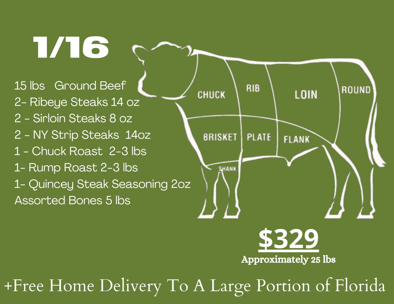 1/16 Side Package- Florida Cattle Ranchers All-Natural
