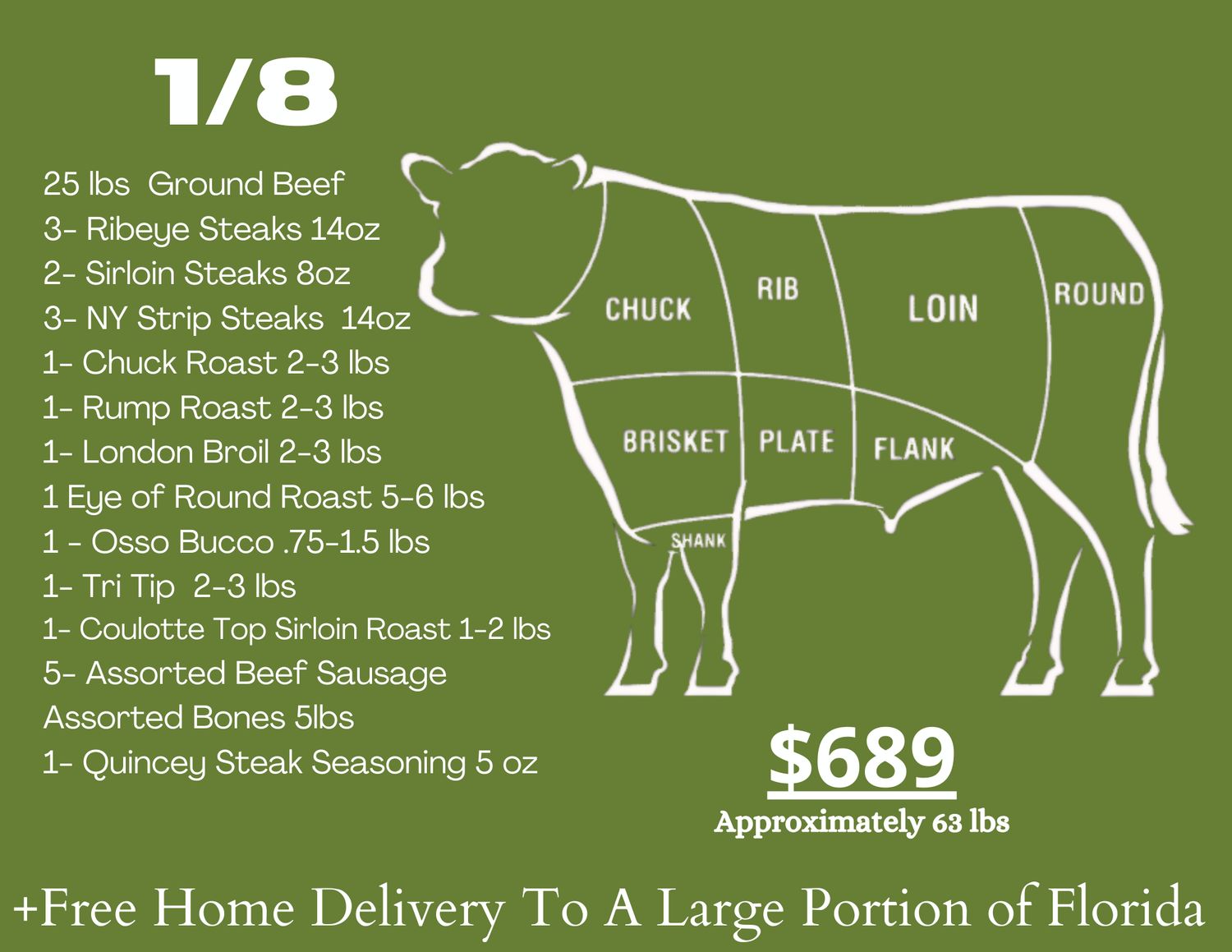 1/8 Side Package Florida Cattle Ranchers All-Natural