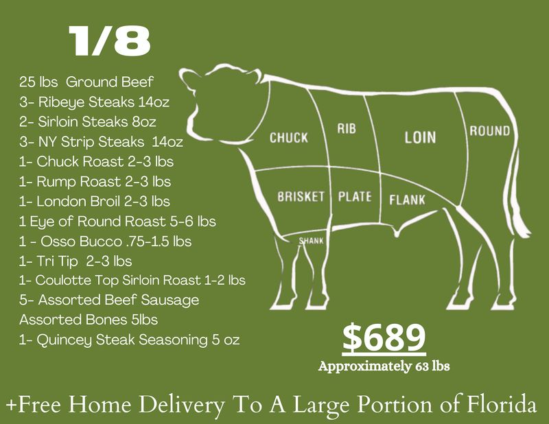 1/8 Side Package Florida Cattle Ranchers All-Natural 1/8 Side Package Florida Cattle Ranchers All-Natural
