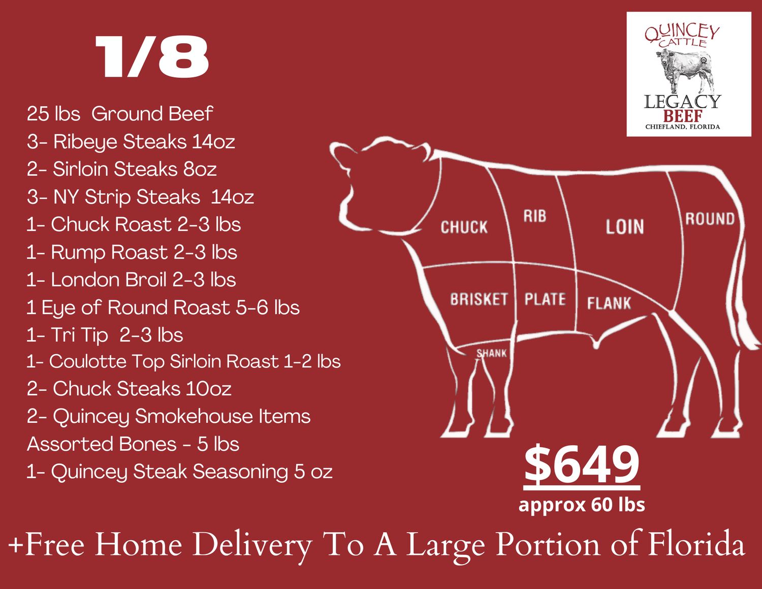 1/8 Beef Side Package Quincey Legacy