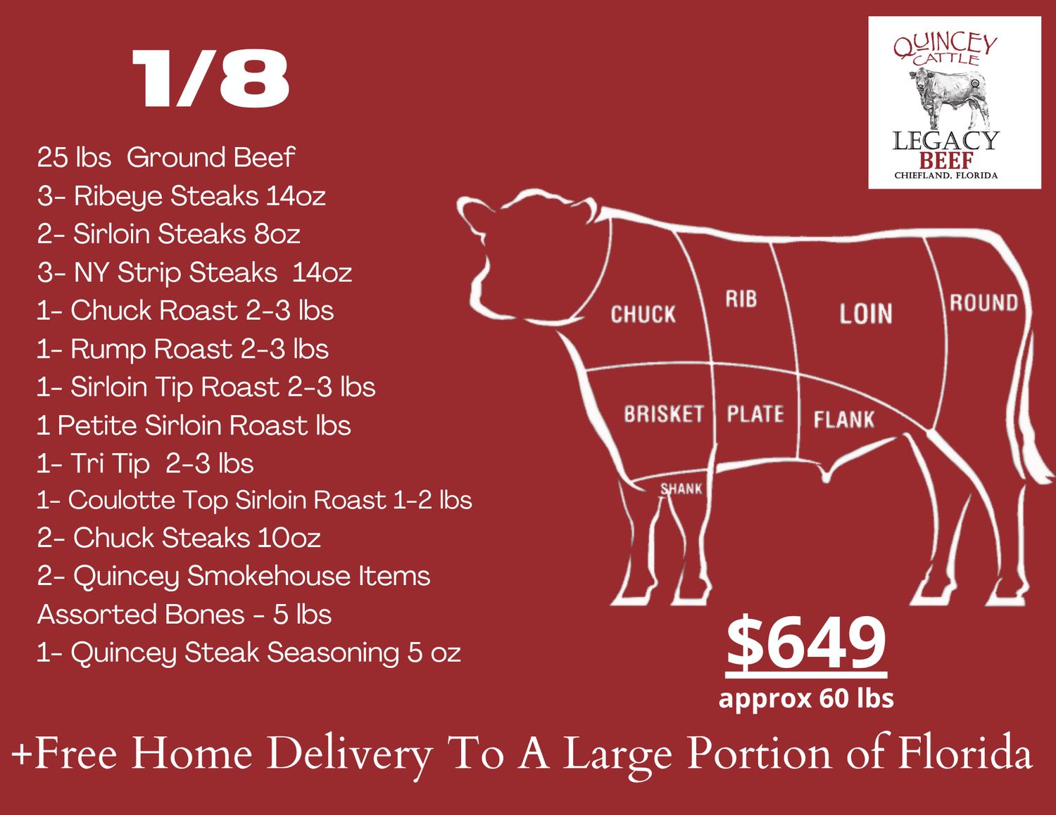 1/8 Beef Side Package Quincey Legacy