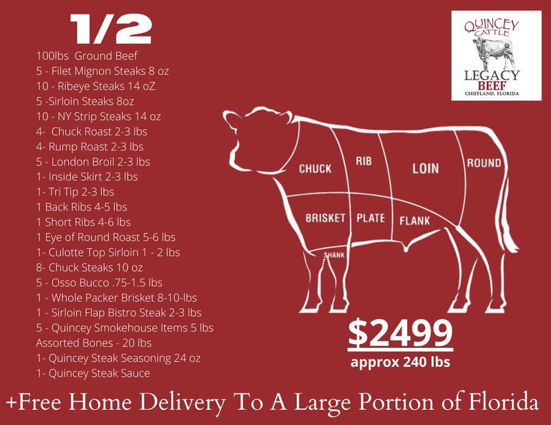 1/2 Beef Side Package Quincey Legacy 1/2 Beef Side Package Quincey Legacy