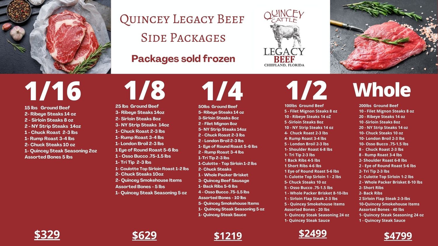1/4 Beef Side Package Quincey Legacy
