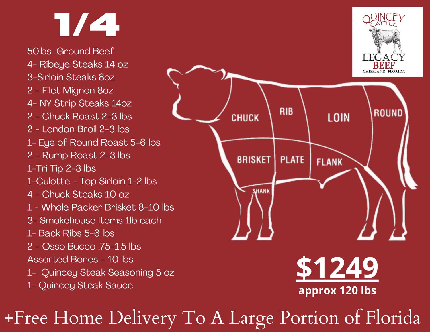 1/4 Beef Side Package Quincey Legacy