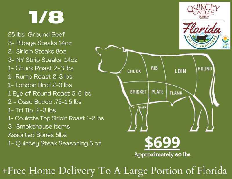 1/8 Side Package Florida Cattle Ranchers All-Natural 1/8 Side Package Florida Cattle Ranchers All-Natural