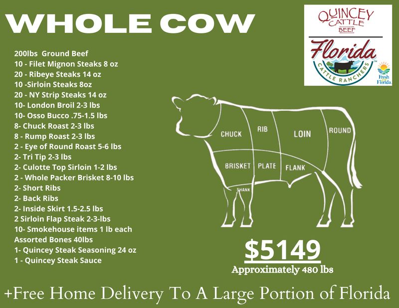 Whole Beef Side Package Florida Cattle Ranchers All Natural Whole Beef Side Package Florida Cattle Ranchers All Natural