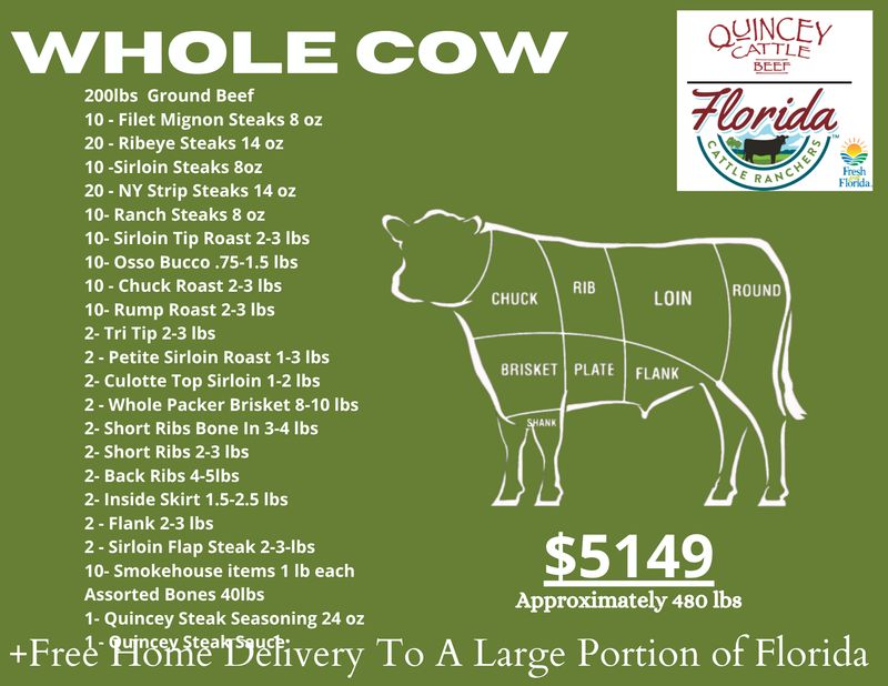 Whole Beef Side Package Florida Cattle Ranchers All Natural Whole Beef Side Package Florida Cattle Ranchers All Natural