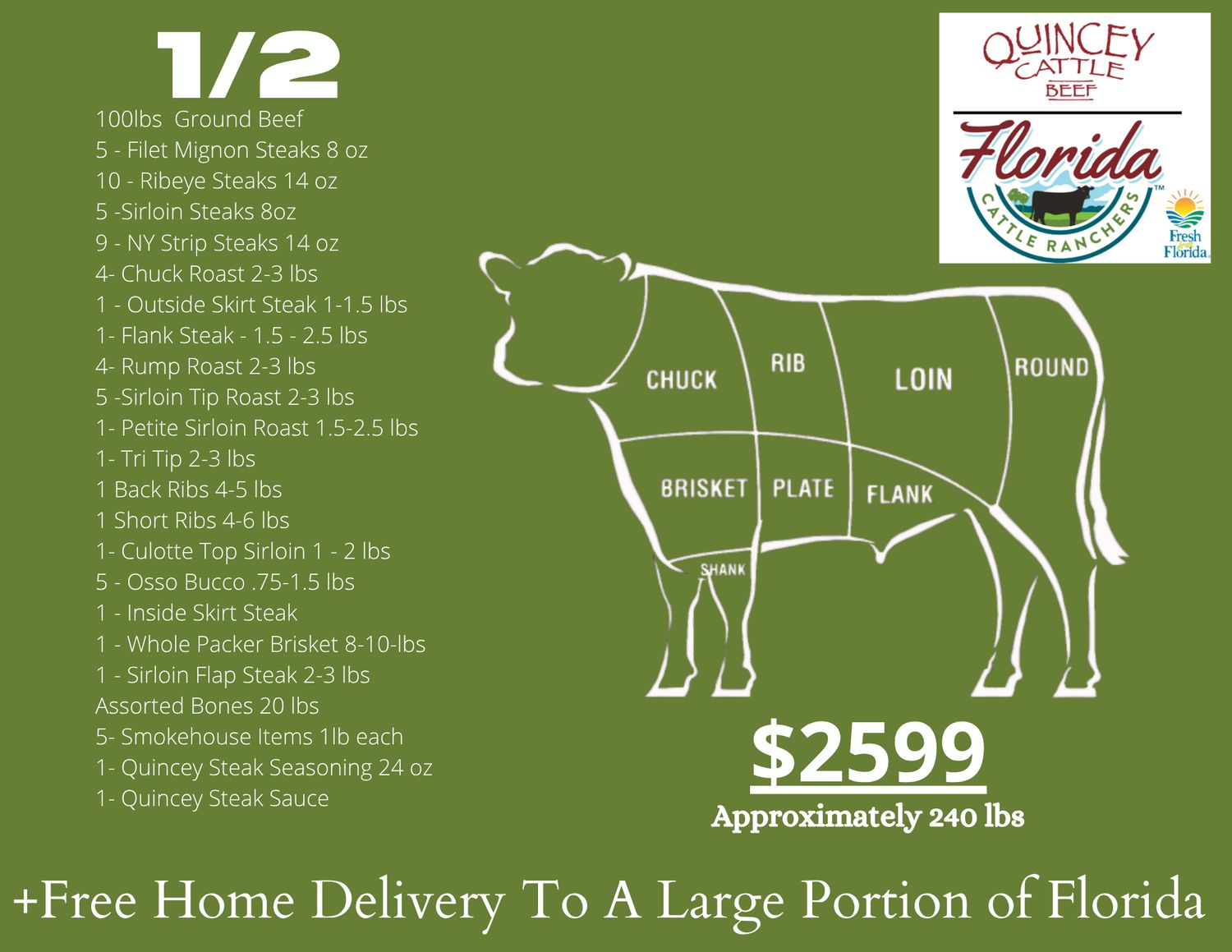 1/2 Side Package Florida Cattle Ranchers All Natural 1/2 Side Package Florida Cattle Ranchers All Natural
