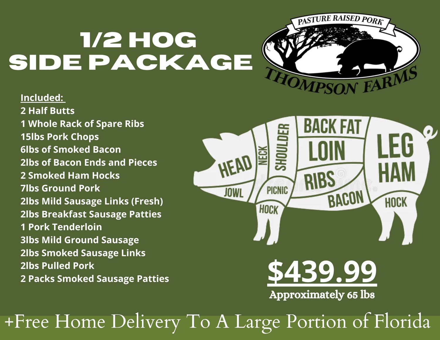 All-Natural 1/2 Hog Side Package