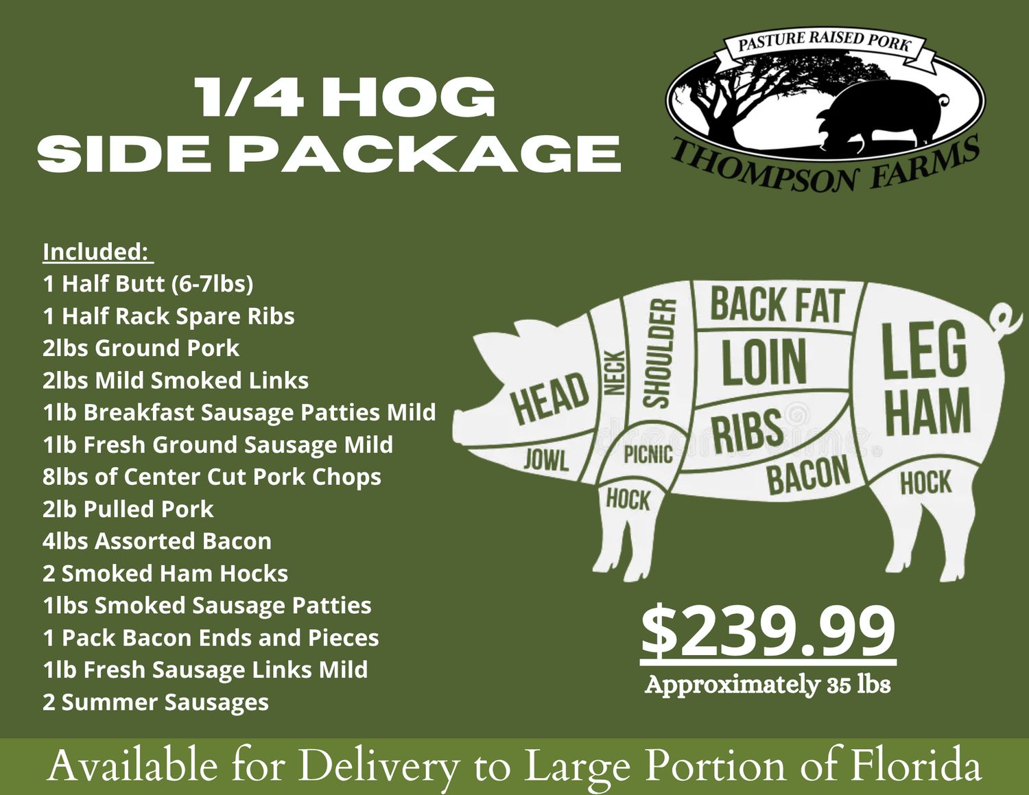 All-Natural 1/4 Hog Side Package