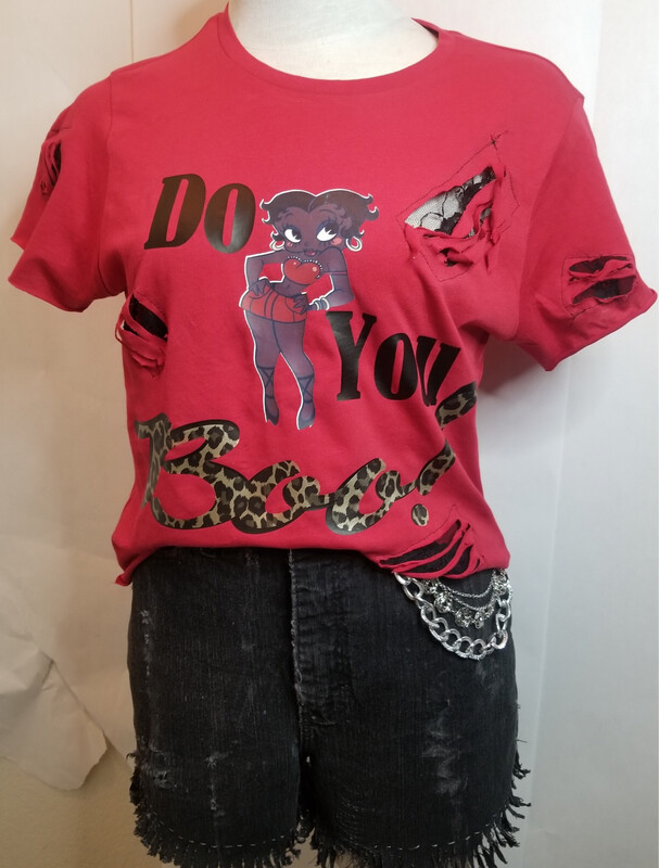 “Do You Boo” Black Betty Crop Tee With Lace