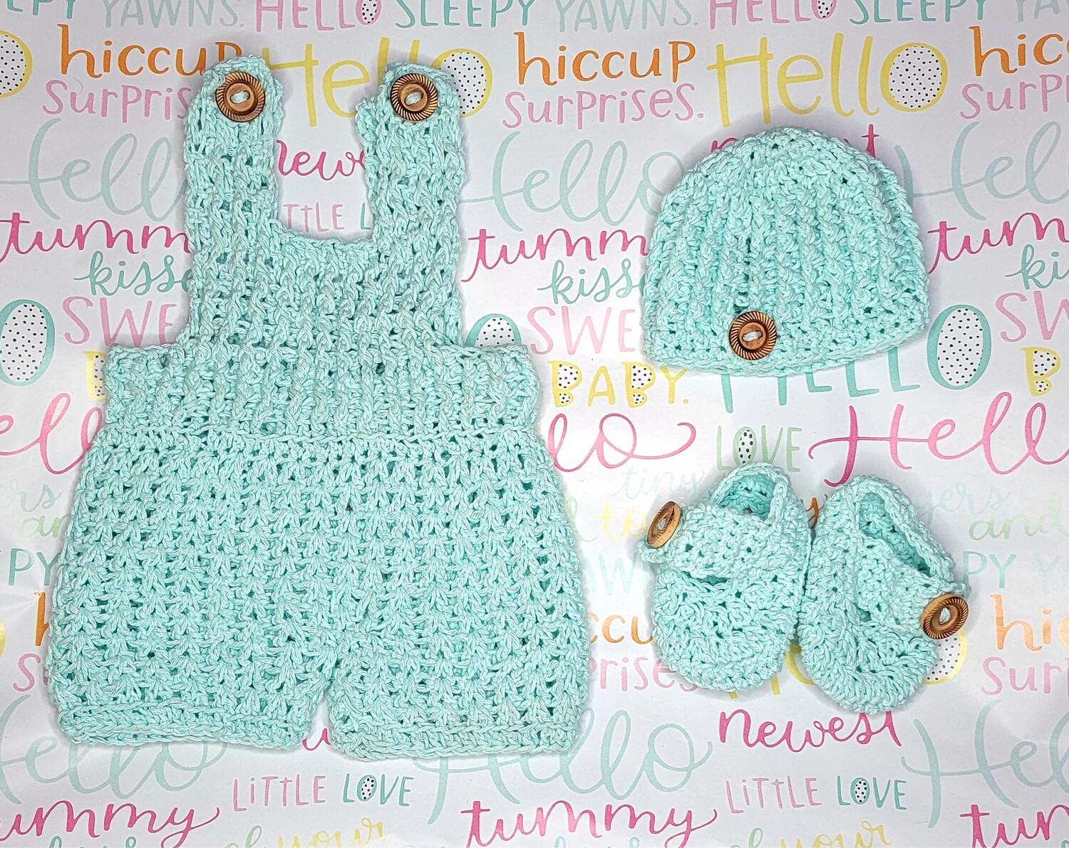 Gender Neutral Mint Green 0-3mon 3 Piece Jumper