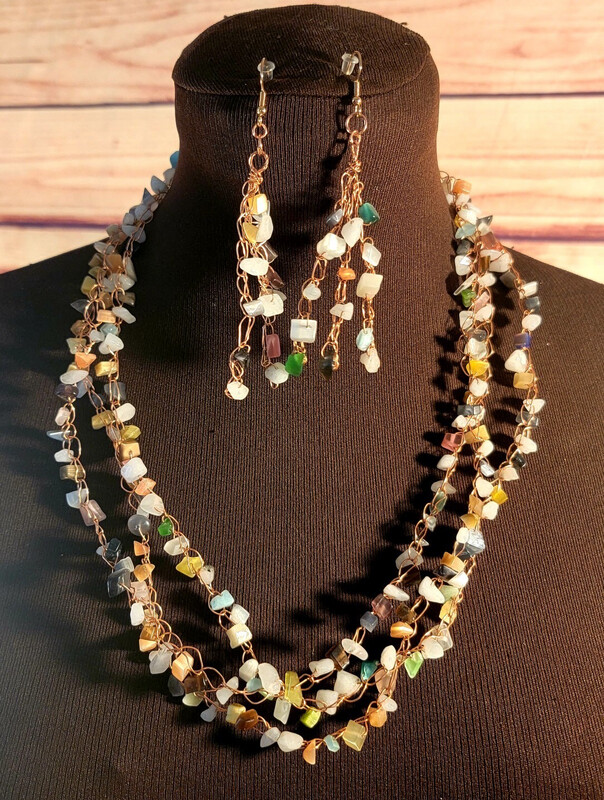 Copper Wire &amp; Semi Precious Stone Jewelry 2 Piece Set