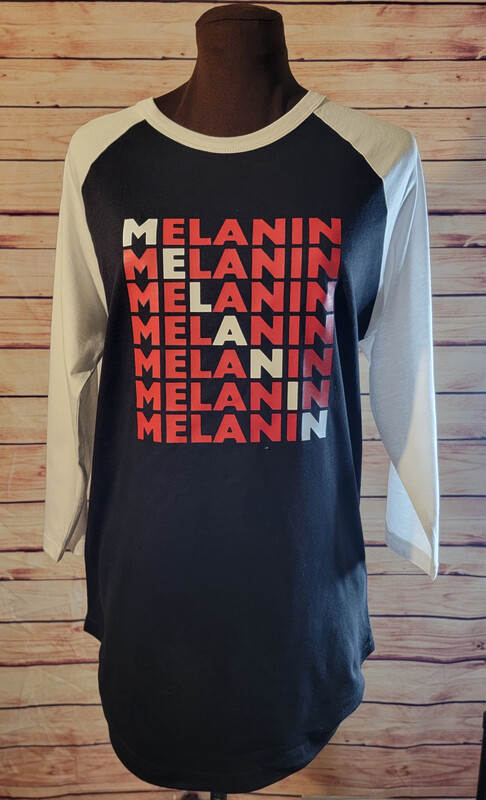 Unisex Red &amp; White Melanin Graphic Baseball Tee