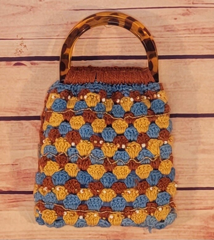 Hand Beaded, Crocheted Mini Purse