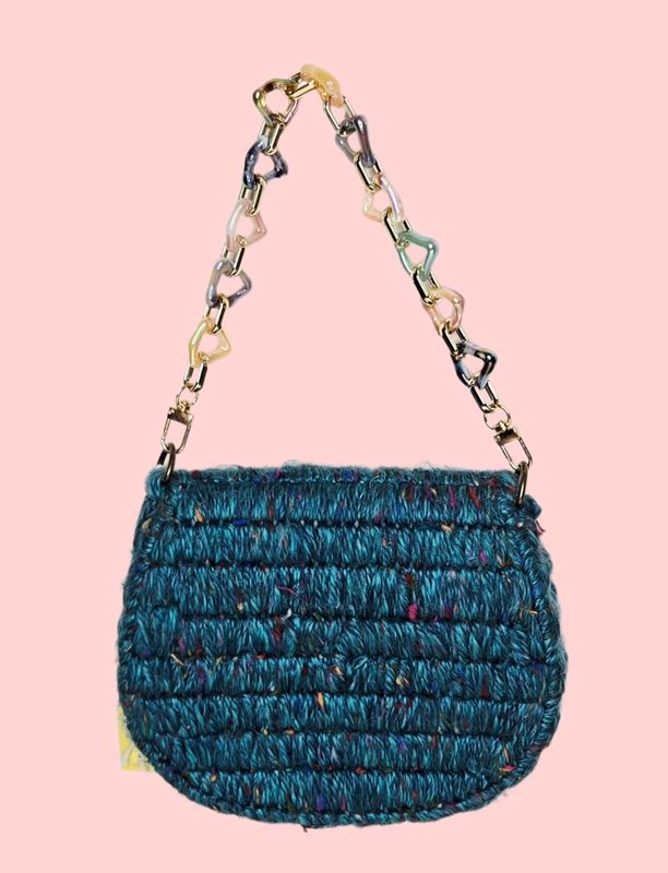 Teal Fleck Mesh Stiched Purse