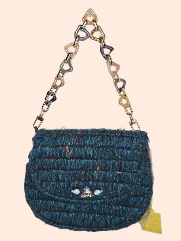 Teal Fleck Mesh Stiched Purse