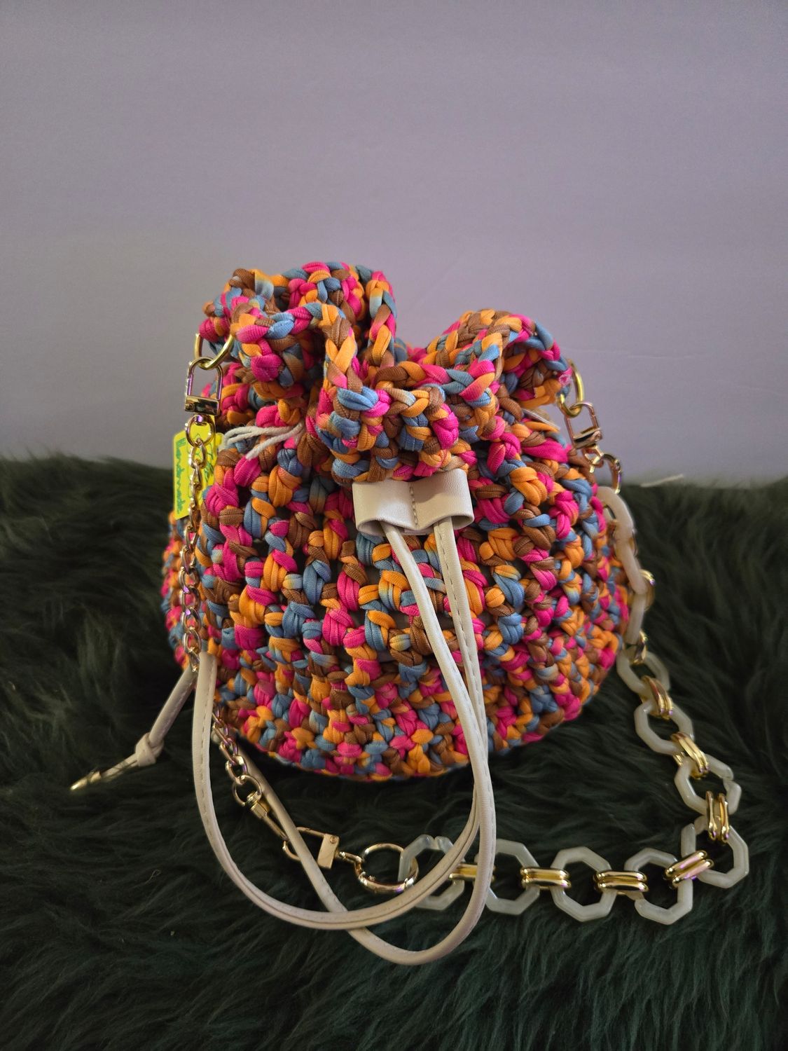 Handmade and lined Crochet Gum Drop Crossbody Purse