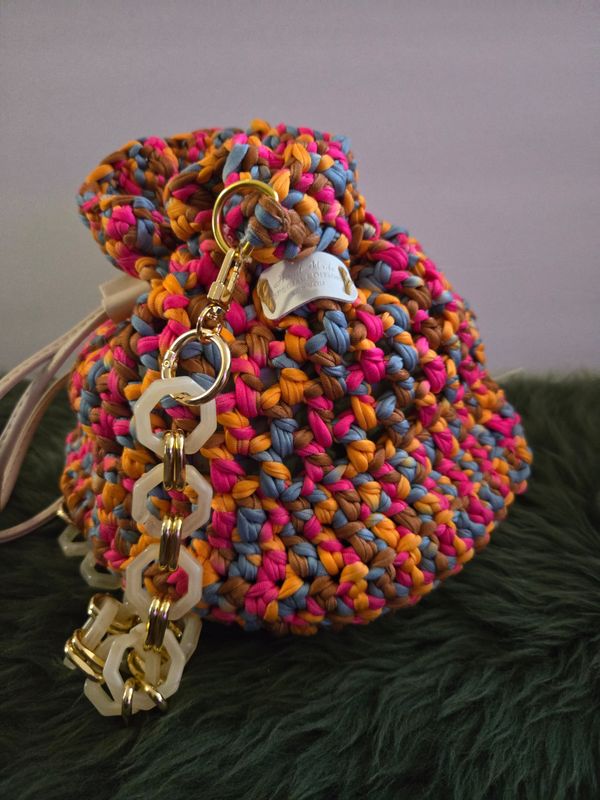 Handmade and lined Crochet Gum Drop Crossbody Purse