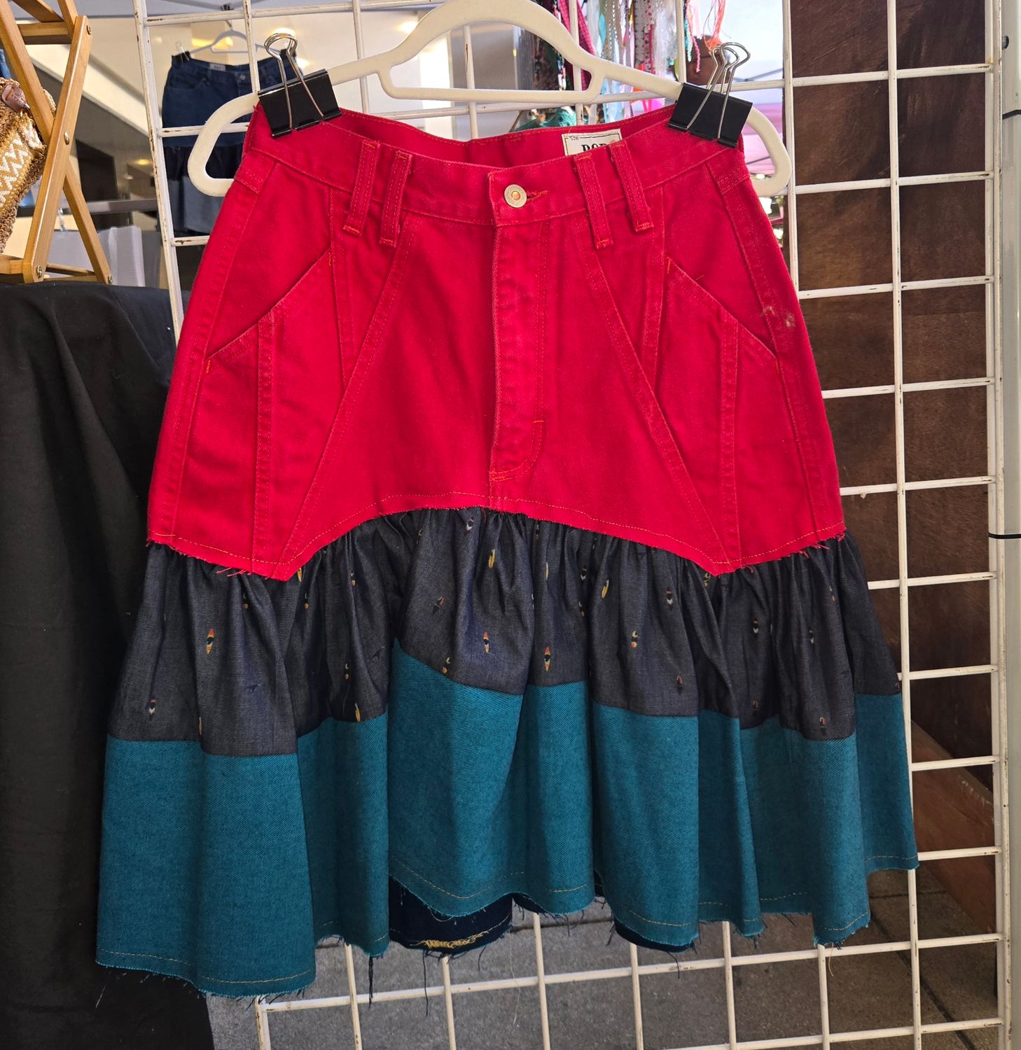 BOOTS On the Ground Red Wranger 3 tier ruffle skirt