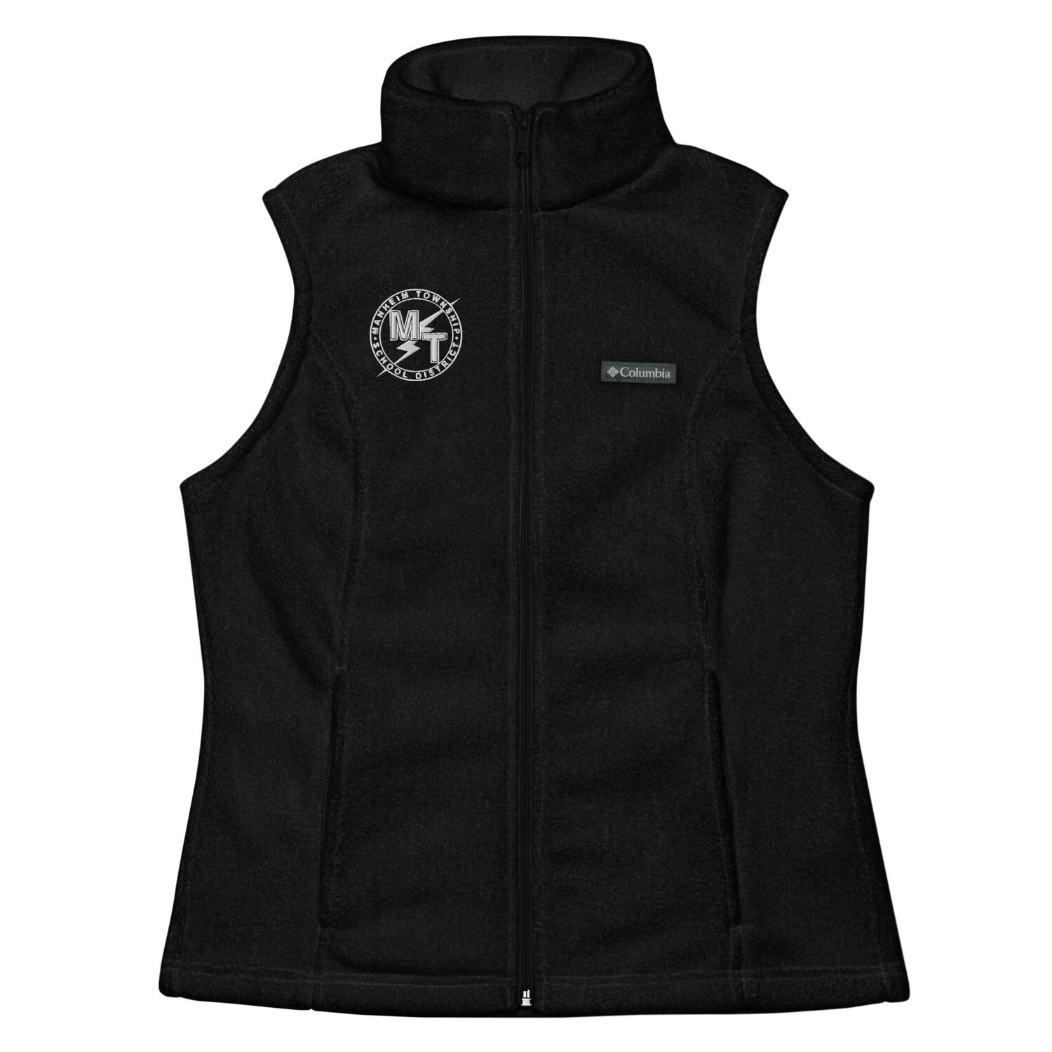 Township Logo Embroidered Women’s Columbia fleece vest, Color: Black, Size: XS