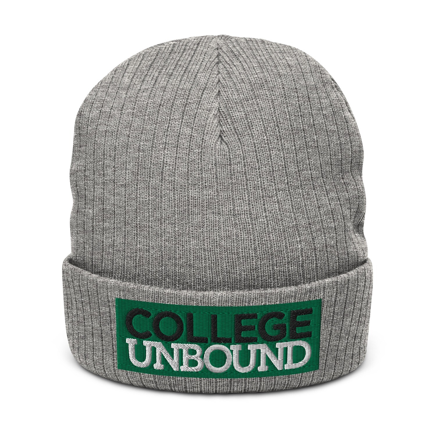 College Unbound Embroidered Ribbed knit beanie