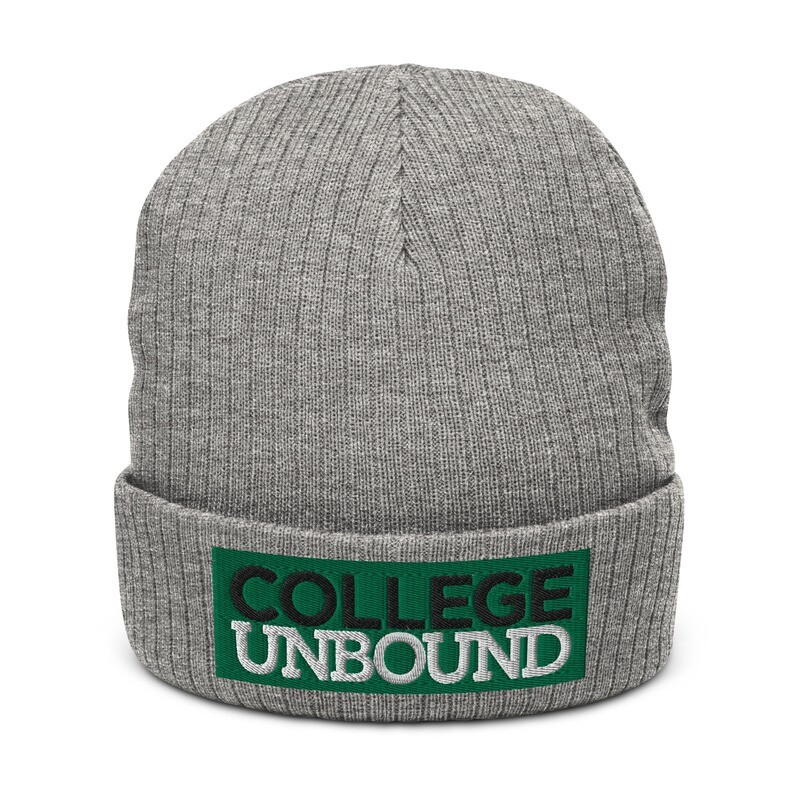 College Unbound Embroidered Ribbed knit beanie