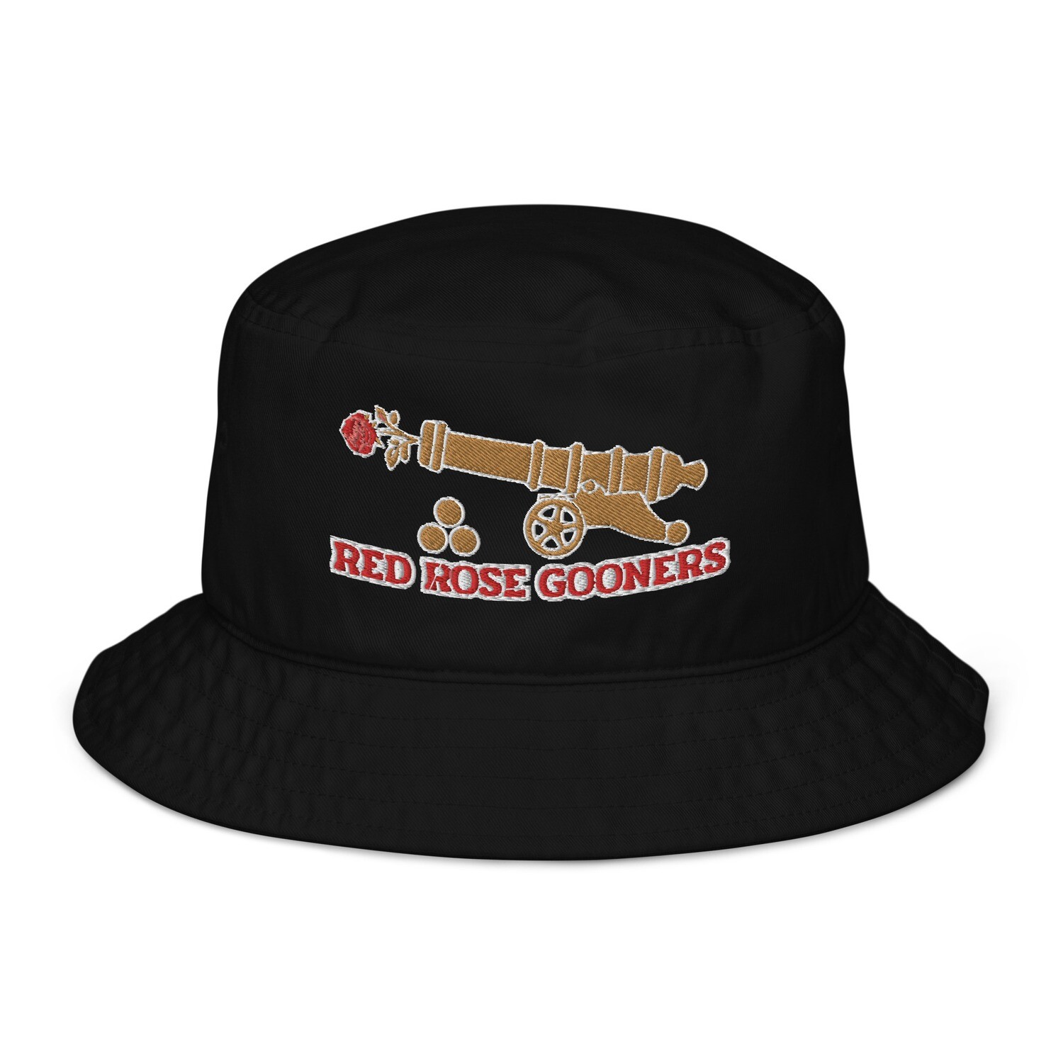Red Rose Gooners Embroidered Organic bucket hat