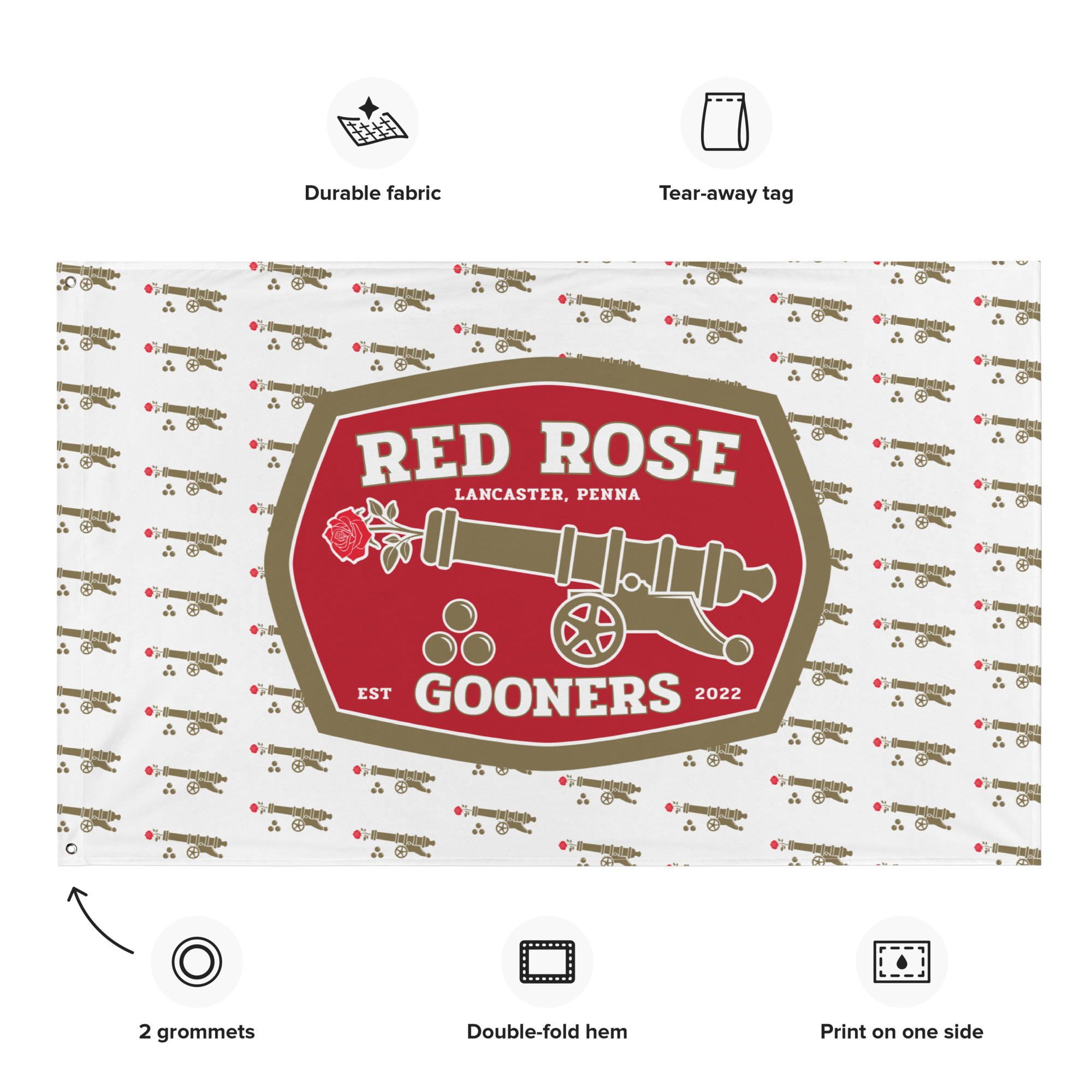 Red Rose Gooners Flag (white)