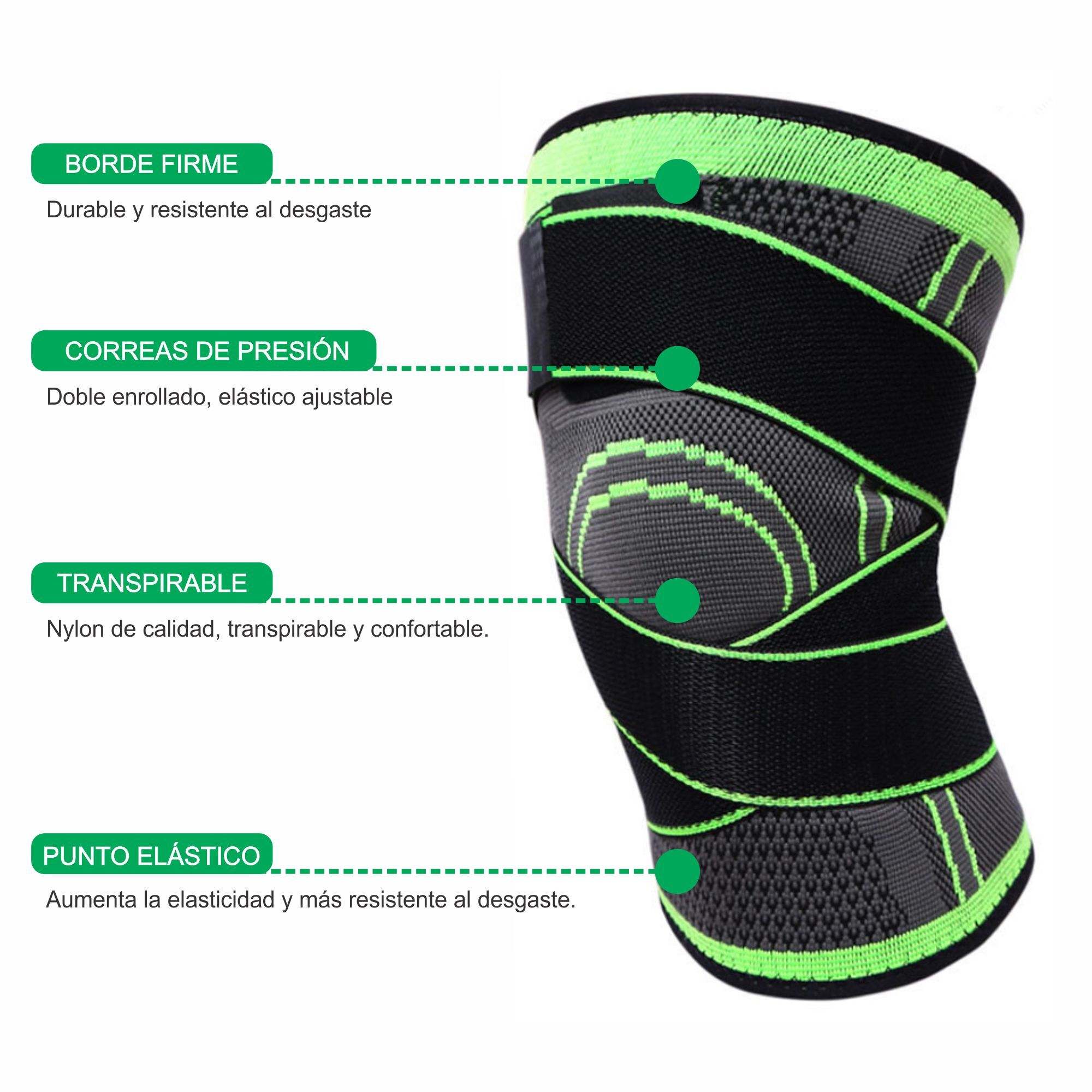 Rodilleras deportivas 3D de alta elasticidad, manga de compresión de  rodilla, con correas ajustables, para correr, entrenar, aliviar el dolor