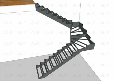 Каркас лестницы 180° с забежными ступенями
