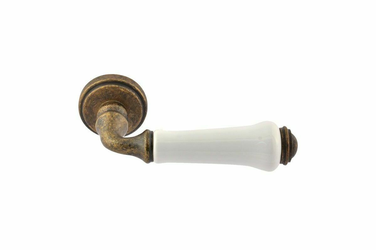 Ручка дверная Андалусия (Белый фарфор/Застаренная бронза) НОРА-М