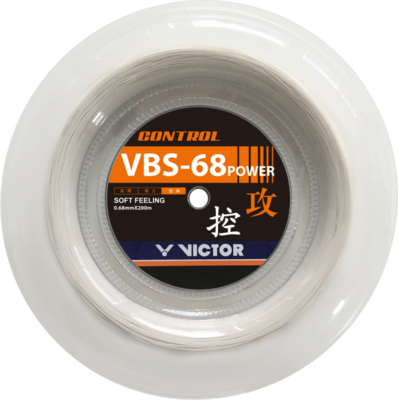 Victor VBS 68 Power Badminton String - 200m Reel - White