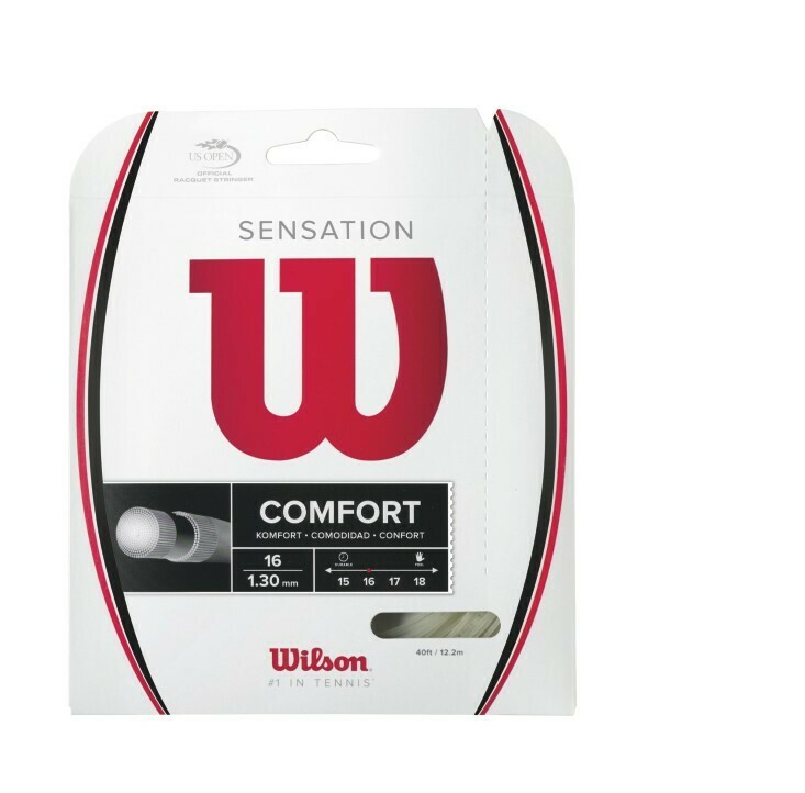 Tennis Racket Restring, String: Wilson Sensation Comfort 16 - Natural